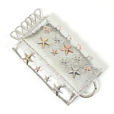 Jimmy Choo ジミーチュウ NEPTUNE GTA マルチスタースタッズ メタリックレザー 6連 キーケース キーリング付き CHAMPAGNE/ROSE-GOLD レディース