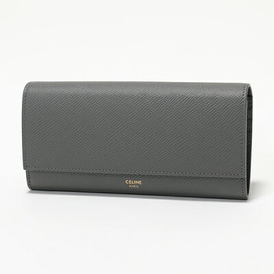 【2,000円OFFクーポン対象!6月1日限定】CELINE セリーヌ 10B563BEL.10DC Large Flap Wallet レザー 二つ折り長財布 Grey レディース