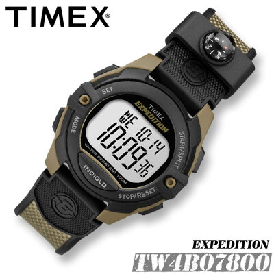 TIMEX【TW4B07800】EXPEDITION DIGITAL タイメックス エクスペディション デジタル メンズ レディース キッズ ユニセックスサイズ クォーツ 腕時計 方位磁石付 冒険 探検 樹脂/クロスベルト ブラウン×ブラック 並行輸入【新品】*送料無料*(北海道・沖縄は一部ご負担)