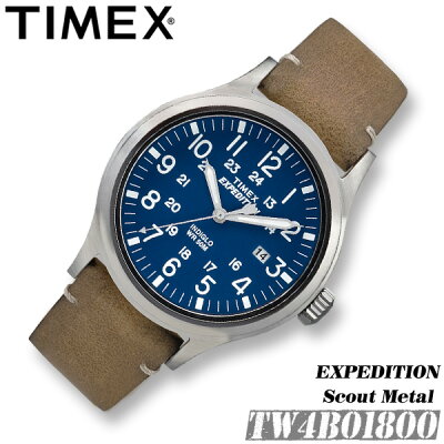 TIMEX【TW4B01800】EXPEDITION SCOUT METAL タイメックス エクスペディション スカウト メタル メンズ クォーツ 腕時計 レザーベルト アウトドア 並行輸入【新品】『宅配便』*送料無料*(北海道・沖縄は一部ご負担)
