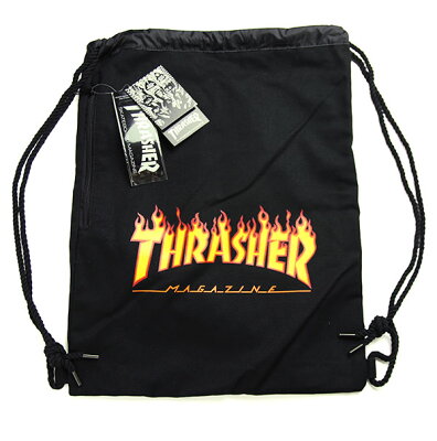 Thrasher Magazine(スラッシャー)ナップサック ランドリーバッグ Flame Logo Laundry bag Black スケボー SKATE SK8 スケートボード HARD CORE PUNK ハードコア パンク HIPHOP ヒップホップ SURF サーフ レゲエ reggae スノボー スノーボード Snowboard NINJA X
