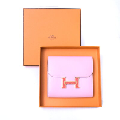 エルメス HERMES コンスタンス コンパクト ウォレット ヴォータデラクト リザード T刻印 G金具 ローズサクラ ブーゲンビリア 財布 二つ折り レザー レディース ピンク rh031 美品