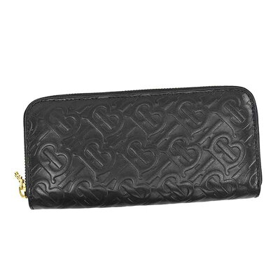 バーバリー BURBERRY 財布 8011601 LS ELLERBY モノグラムレザー 小銭入れ付き ラウドファスナー長財布 BLACK ブラック