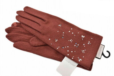 ジル スチュアート 手袋 レディース ブランド JILLSTUART カシミヤ混 パール ラインストーン デザイン スマホ対応 テラコッタ ブラウン 21-22cm 女性 婦人 カシミア 【あす楽】