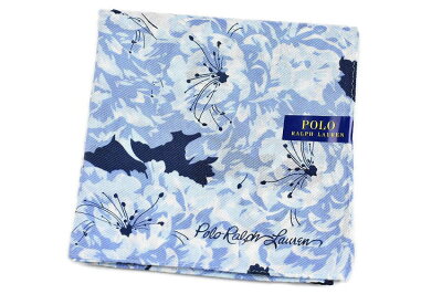 ポロ ラルフローレン 大判ハンカチ 1枚 シルク混 レディース ブランド POLO Ralph Lauren ブルー × ネイビー フラワー デザイン 女性 婦人 母の日 【あす楽】