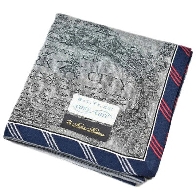 ブルックス ブラザーズ ハンカチ 1枚 メンズ ブランド BROOKS BROTHERS MAP デザイン プリント グレー 男性 紳士 父の日 【あす楽】