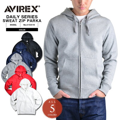 AVIREX アビレックス デイリーウェア 6153510 フルジップ スウェットパーカ WIP ミリタリー WIP メンズ ミリタリー アウトドア ブランド【クーポン対象外】 ミリタリーシャツ プレゼント