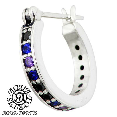 アクアフォーティス AQUA FORTIS カラーキュービック シルバー ピアス アクセサリー フープタイプ メンズ 1個売り 片耳用 アクアシルバー AQUA SILVER FPP-022F-VZSBZ