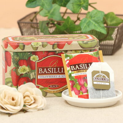 STRAWBERRY & KIWI ストロベリー&キウイ【ティーバッグ20袋】ギフト 紅茶 プレゼント かわいい プチギフト 缶 クリスマスバシラーティー basilurtea