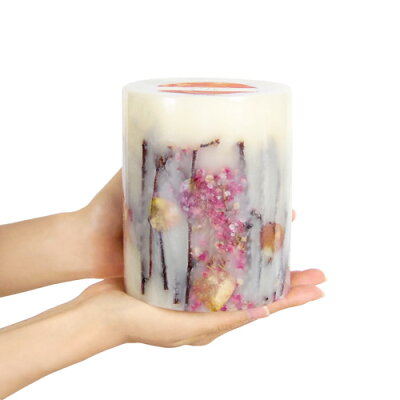 Rosy Rings Botanical Candles ロージーリングス ボタニカル キャンドル Tall Round <アプリコット&ローズ>(12×H14cm)BOS-AR アロマキャンドル 燃焼時間:120時間【 送料無料 】