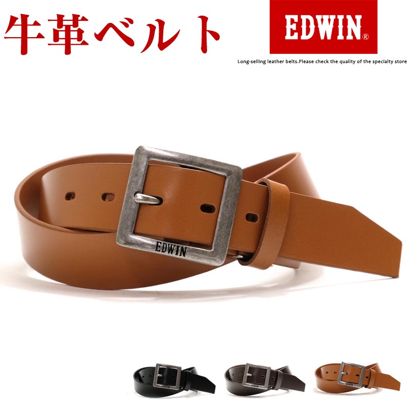 エドウィン エドウィン EDWIN ベルト カジュアル メンズ 本革 ブランドロゴ ブラック/ダークブラウン/ブラウン 幅30mm 0110938