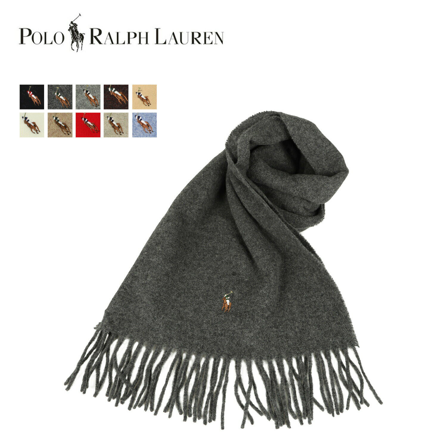 ラルフローレン マフラー（レディース） POLO RALPH LAUREN ポロ ラルフローレン マフラー スカーフ メンズ レディース ブラック ホワイト グレー ネイビー ベージュ カーキ ブラウン レッド ブルー 黒 白 PC0496