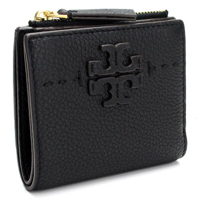 トリーバーチ TORY BURCH MCGRAW 2つ折り財布 小銭入れ付き ミニ財布 45246 001 BLACK ブラック レディース【キャッシュレス 5% 還元】