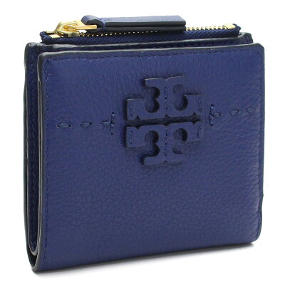 トリーバーチ TORY BURCH MCGRAW コンパクト 2つ折り財布 45246 493 BRIGHT INDIGO ブルー系 レディース【キャッシュレス 5% 還元】