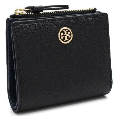 トリーバーチ TORY BURCH ROBINSON ロビンソン 2つ折り財布 小銭入れ付き 47124 018 BLACK/ROYAL NAVY ブラック レディース【キャッシュレス 5% 還元】