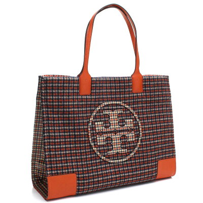 トリーバーチ TORY BURCH ELLA FABRIC エラ トート トートバッグ 50208 819 EMBER GLENN PLAID オレンジ系 マルチカラー 大きめ トートバック tote BAG レディース 最安挑戦中 OLS-1