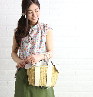 【30%OFFクーポン発行中!】【ムーニュ MUUN】エレファントグラス コットンスクエアポーチ 内袋付き ストロー かごバッグ ミニトートバッグ・MINI-CABA-PCW-3041801【レディース】【◎】