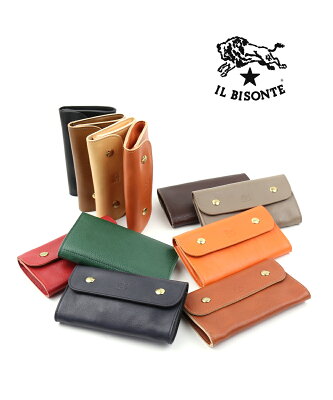 イルビゾンテ 財布 メンズ レディース 本革 IL BISONTE レザー フラップ付き 財布 マルチケース ミディアムウォレット ブラック ネイビー イルビソンテ 売れ筋アイテム ・411188-0062202(メンズ)(レディース)(1F)