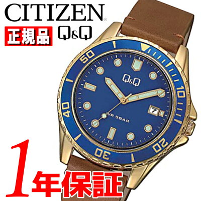 あす楽 送料無料 CITIZEN シチズン Q&Q A172J102Y メンズ 腕時計 アナログ クォーツ カレンダー ブルー ゴールド フォーマル カジュアル ビジネス スーツ 会社 社会人 学生 学校 ファッション おしゃれ かっこいい 旅行 アウトドア スポーツ レジャー おすすめ 回転ベゼル