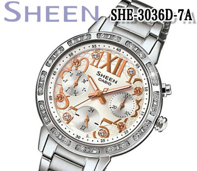 あす楽 送料無料 楽天最安値 カシオ CASIO SHEEN シーン レディース 腕時計 アナログ ス デイデイトカレンダー SHE-3036D-7A ステンレス カレンダー ドレス プレゼント