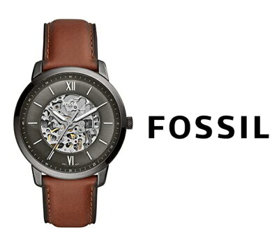 あす楽 送料無料 fossil フォッシル ニュートラ オートマチック メンズ 腕時計 レザー ベルト me3161 人気 オススメ プレゼント アナログ ブラウン ブラック プレゼント スケルトン