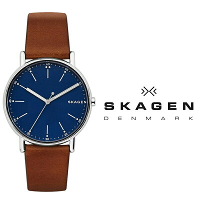 あす楽 送料無料 SKAGEN スカーゲン SIGNATUR シグネチャー SKW6355 メンズ クォーツ 腕時計 レザー ベルト ブラウン ネイビー ウォッチ アナログ オシャレ モダン
