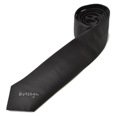 【先着10%OFFクーポン!対象ショップ限定10%OFF●クーポン2/2まで!】ボッテガヴェネタ ネクタイ BOTTEGA VENETA ロゴ刺繍 ブラック 608914 4V002 1000 シルク100% 剣先5.5cm