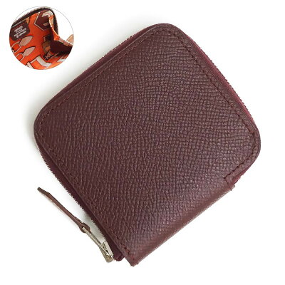 【新品・未使用品】エルメス エプソン アザップコンパクト ミニ シルクイン "Carre an Buckle カレ・アン・ブックル" コインケース 小銭入れ ボルドー H071005CK A刻印 箱付