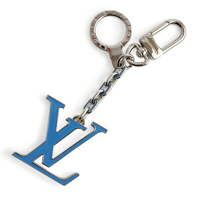 【未使用 展示品】ルイ ヴィトン LOUIS VUITTON メタル ポルトクレ イニシャルLV キーホルダー キーリング ブルー 青 M66267 箱付
