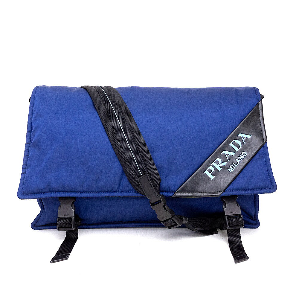 ショルダーバッグ 【未使用　展示品】プラダ PRADA TESUTO ナイロン ソフトカーフ 斜め掛け ショルダーバッグ ROYAL ロイヤルブルー NERO ネロ 青 1BD155
