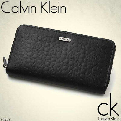 カルバンクライン Calvin Klein ラウンドファスナー長財布 ブラック ロゴ型押し ロゴプレート 74287【Luxury Brand Selection】【楽ギフ_包装】