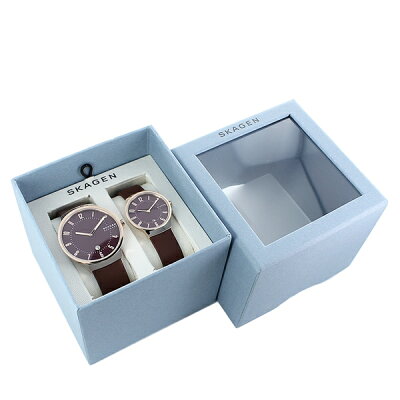 【最大10,000円OFFクーポン】SKAGEN スカーゲン 腕時計 ペアウォッチ スペシャルボックスセット メンズ レディース 赤 レッドレザー 革ベルト 大人 ペアグッツ SKW1115 誕生日プレゼント