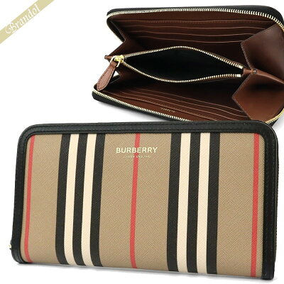 《全品ポイント5倍_15日23:59まで》バーバリー BURBERRY 財布 メンズ・レディース ラウンドファスナー長財布 ストライプ柄 ベージュ系 8030448 | コンビニ受取 ブランド