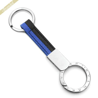 《1000円クーポン対象_6日1時迄》ブルガリ BVLGARI メンズ・レディース キーリング レザー リング キーホルダー ブラック×ブルー 288596 | コンビニ受取 ブランド xcp2