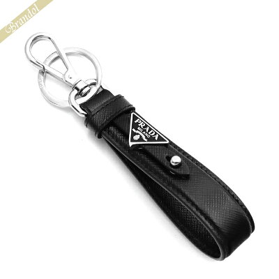 《800円OFFクーポン対象_22日23:59迄》プラダ PRADA メンズ キーリング レザー ストラップ 三角ロゴ ブラック 2PP68T 053 F0002 | コンビニ受取 ブランド