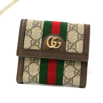 グッチ 二つ折財布 GUCCI レディース オフィディア GGスプリーム WEBライン ベージュ系×ブラウン 523173 96IWG 8745 | ブランド