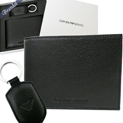 エンポリオアルマーニ 二つ折財布 EMPORIO ARMANI メンズ キーリング セット 札入れ キーホルダー ブラック Y4R222 YEW1E 81072 | ブランド