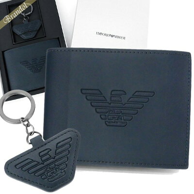 《期間限定P3倍_4月22日23:59迄》エンポリオアルマーニ 二つ折財布 EMPORIO ARMANI メンズ キーリング セット イーグルロゴ キーホルダー ネイビーブルー Y4R174 YFE6J 80033 | ブランド