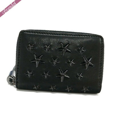 ジミーチュウ JIMMY CHOO レディース 小銭入れ スター スタッズ レザー ラウンドファスナー コインケース オールブラック NELLIE ENL BLACK/BLACK | ブランド