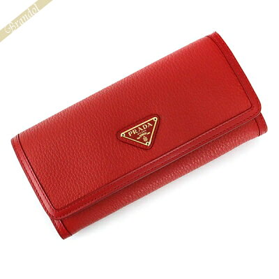《最大2000円クーポン_20日23:59迄》プラダ 長財布 PRADA レディース 三角ロゴ レザー パスケース付 レッド 1MH132 2B16 F0011 | ブランド