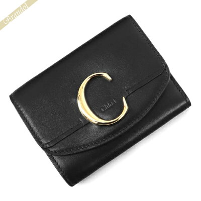 《最大2000円クーポン_30日23:59迄》クロエ 三つ折り財布 Chloe レディース クロエシー レザー ブラック CHC19WP088 A37 001 | ブランド