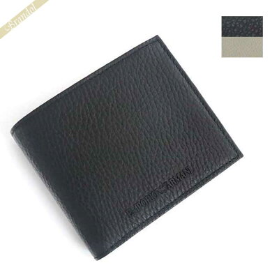 エンポリオアルマーニ 二つ折り財布 EMPORIO ARMANI メンズ バイカラー ブラック ライトグレー Y4R167 Y068E 85726 | ブランド