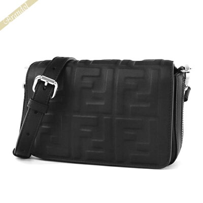 《最大1800円クーポン_20日23:59迄》フェンディ ショルダーバッグ FENDI フラップバッグ ズッカ柄 ブラック 7M0299 A72V F0GXN
