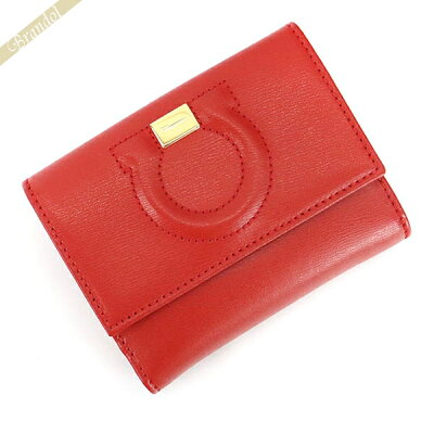 《最大1800円クーポン_2日23:59迄》〈大特価セール〉フェラガモ 二つ折財布 Ferragamo レディース レザー ガンチーニ レッド 22 C844 0684444 | ブランド