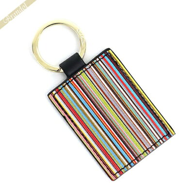 《最大1500円クーポン_16日23:59迄》ポールスミス キーリング Paul Smith メンズ レザー マルチストライプ ブラック×マルチカラー M1A 4780 BMULTI 79 | ブランド
