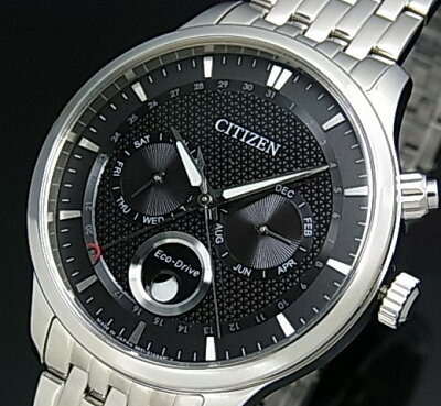 CITIZEN/エコドライブ【シチズン】メンズ ソーラー腕時計 ムーンフェイズ ブラック文字盤 メタルベルト MADE IN JAPAN 海外モデル【並行輸入品】 AP1050-56E