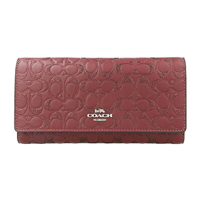 【10%OFF楽天スーパーSALE対象】コーチ アウトレット 長財布 COACH OUTLET F83504 SVWN 財布 シグネチャー レザー SIGNATURE LEATHER ボックス トライフォールドウォレット レディース WINE(ワイン) ワインレッド/シルバー【当店通常価格 22800円】