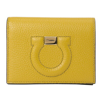 【最大3000円OFFクーポン★10/22(金)14:00まで】フェラガモ 2つ折り財布 FERRAGAMO 22D514 741318 財布 ガンチーニ GANCINI コンパクトウォレット レディース OTTONE(オットーネ) イエロー 黄色【 送料無料】