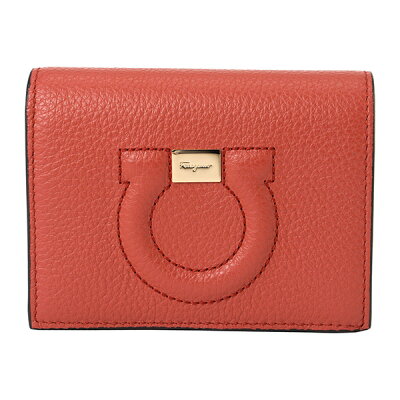 【最大3000円OFFクーポン★10/22(金)14:00まで】フェラガモ 2つ折り財布 FERRAGAMO 22D514 741319 財布 ガンチーニ GANCINI コンパクトウォレット レディース BACCA(バッカ) レッド 赤【 送料無料】