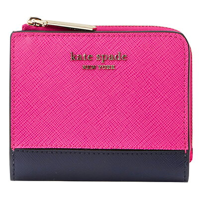 【最大3000円OFFクーポン★4/22(木)14:00まで】ケイトスペード 2つ折り財布 kate spade PWRU7853 692 財布 スペンサー SPENCER スモールバイフォールド ウォレット レディース SHOCKING MAGENTA MULTI(ショッキングマゼンタマルチ) ピンク/ネイビー【 送料無料】
